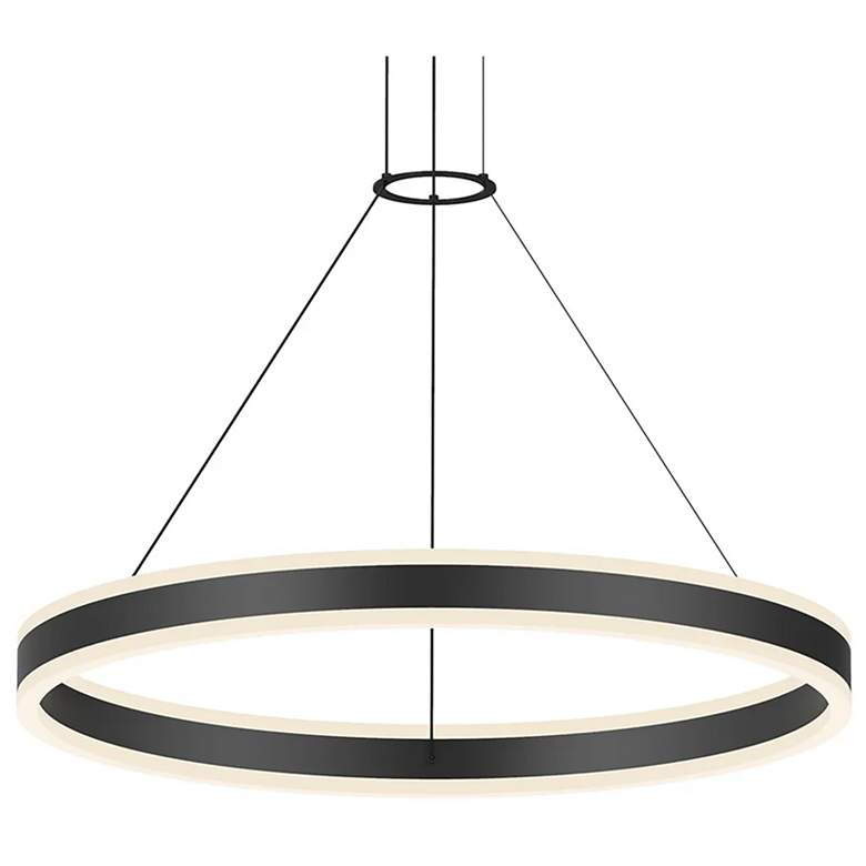 Image 1 Double Corona 31.25" Wide 2-Light Satin Black LED Pendant