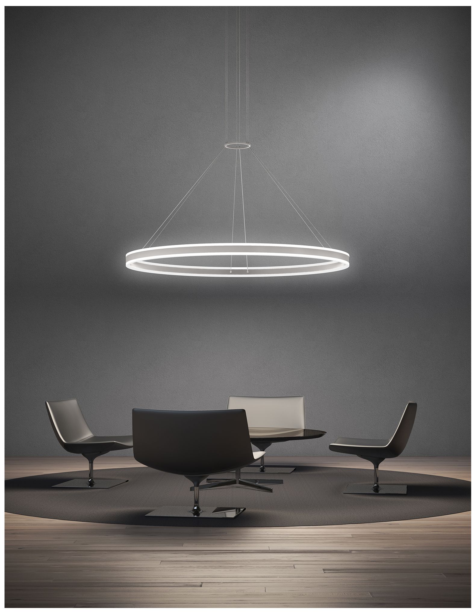 Image 3 Double Corona 32" Wide LED Ring Pendant Bright Satin Aluminum 240&quot more views
