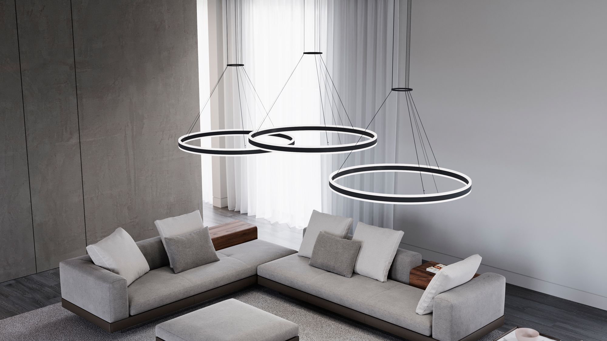 Double Corona 48" LED Ring Pendant