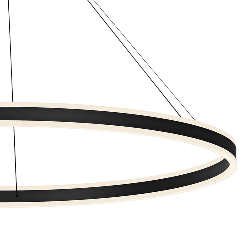 Image 2 Double Corona 60" Wide Satin Black 2-Light LED Pendant more views