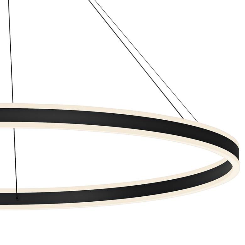 Image 2 Double Corona 60 inch Wide Satin Black 2-Light LED Pendant more views