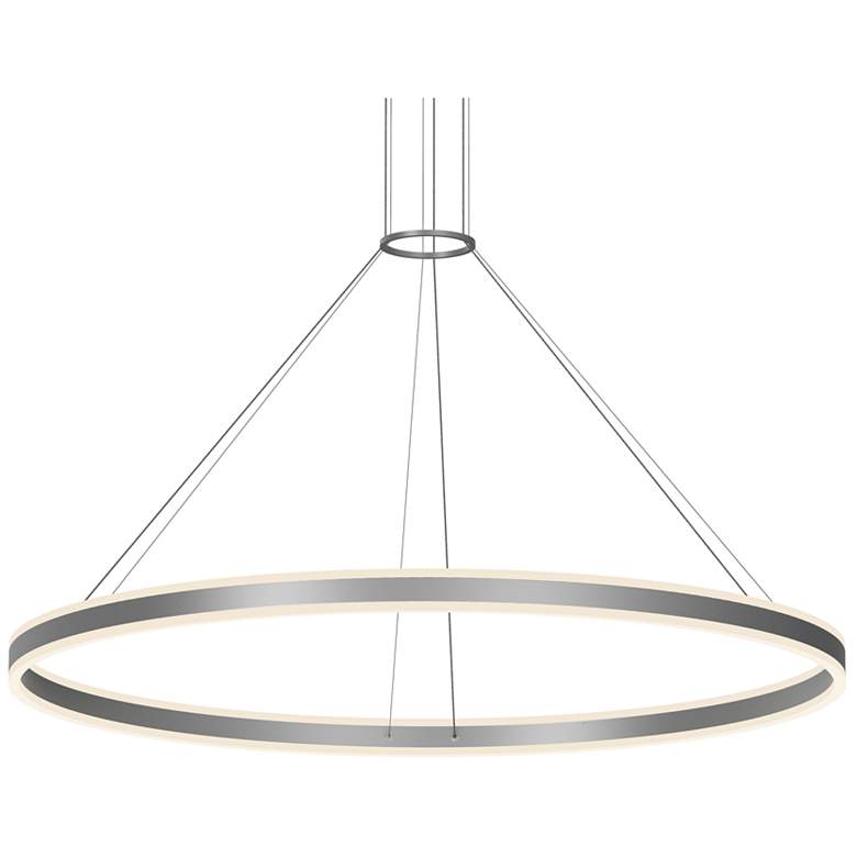 Image 1 Double Corona 60"Wide LED Ring Pendant Bright Satin Aluminum 240" Cable