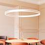 1_Double Corona 60"Wide LED Ring Pendant Bright Satin Aluminum 240" Cable