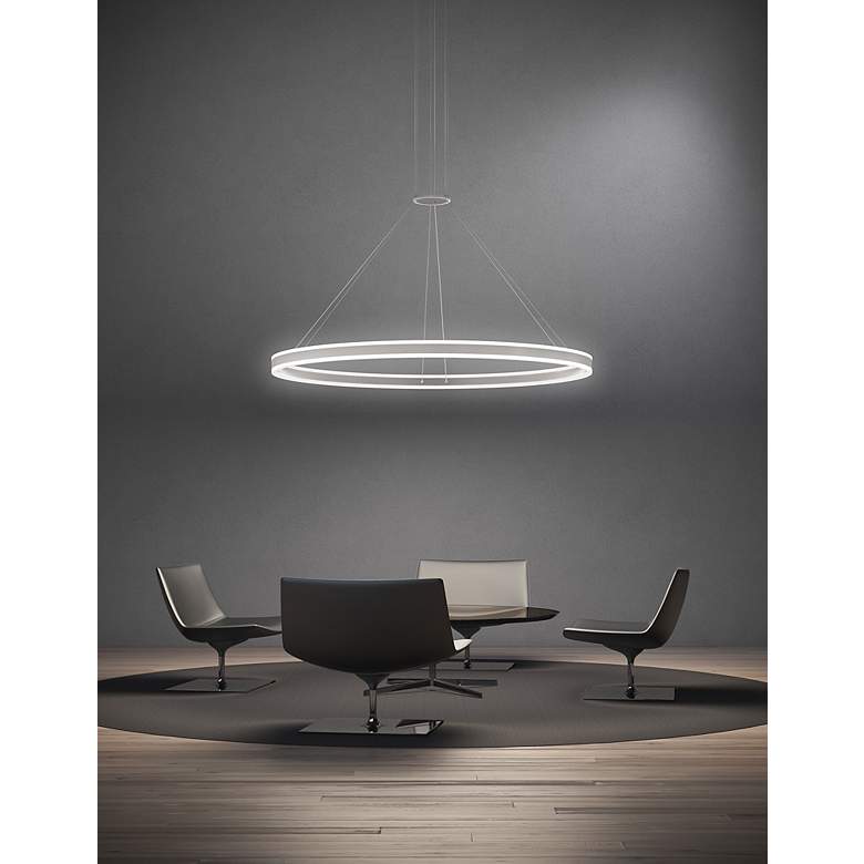 Image 3 Double Corona 60"Wide LED Ring Pendant Bright Satin Aluminum 240" Cable more views