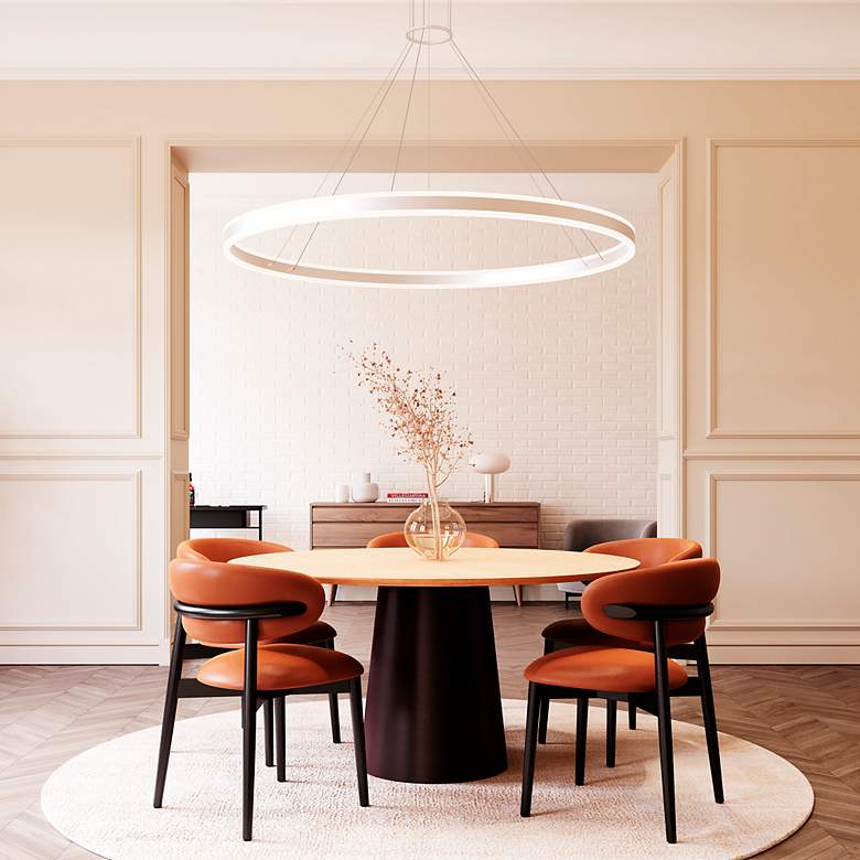 Image 5 Double Corona 60"Wide LED Ring Pendant Bright Satin Aluminum 240" Cable more views