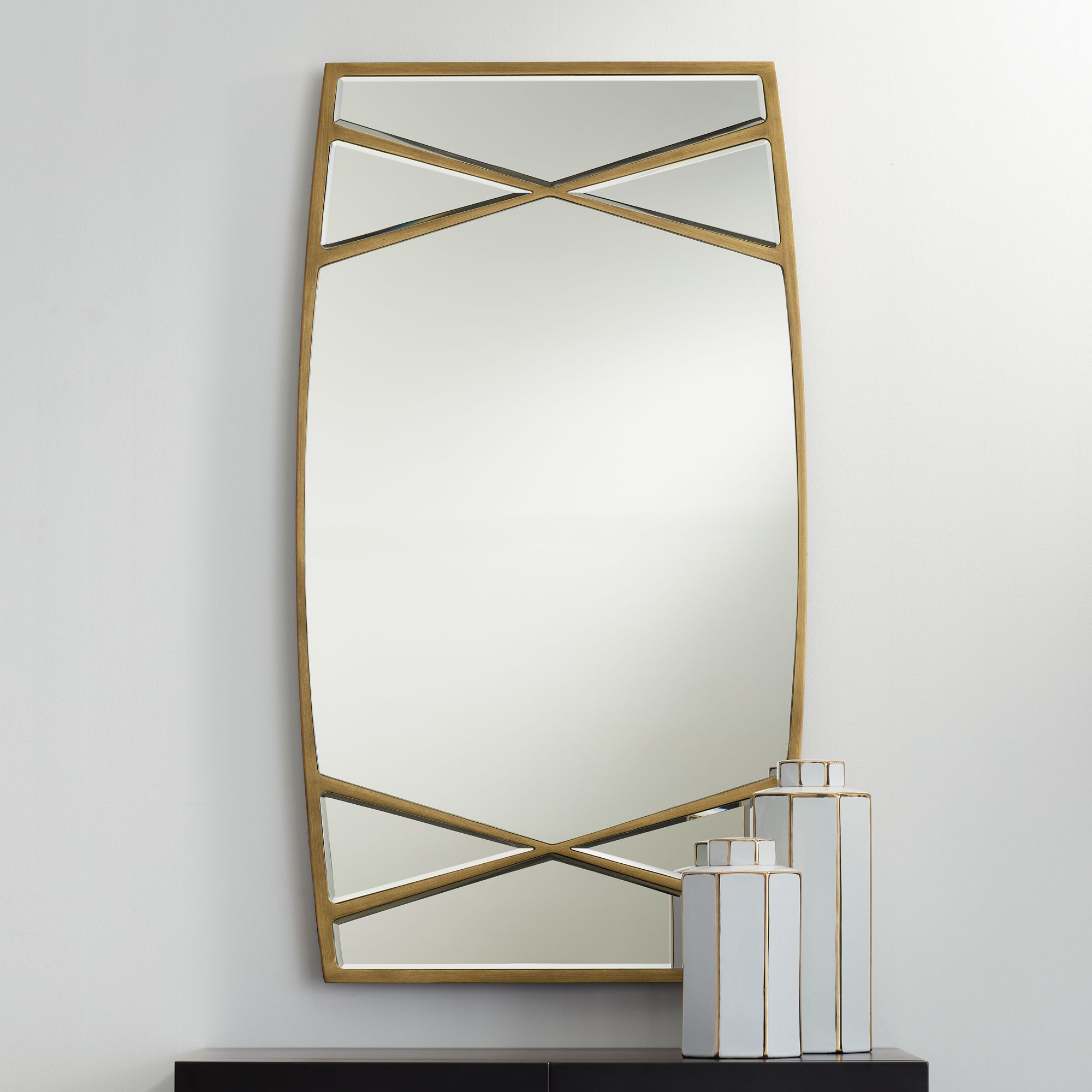 Double Cross Gold 23 1/4" x 42" Rectangular Wall Mirrors Set of 2