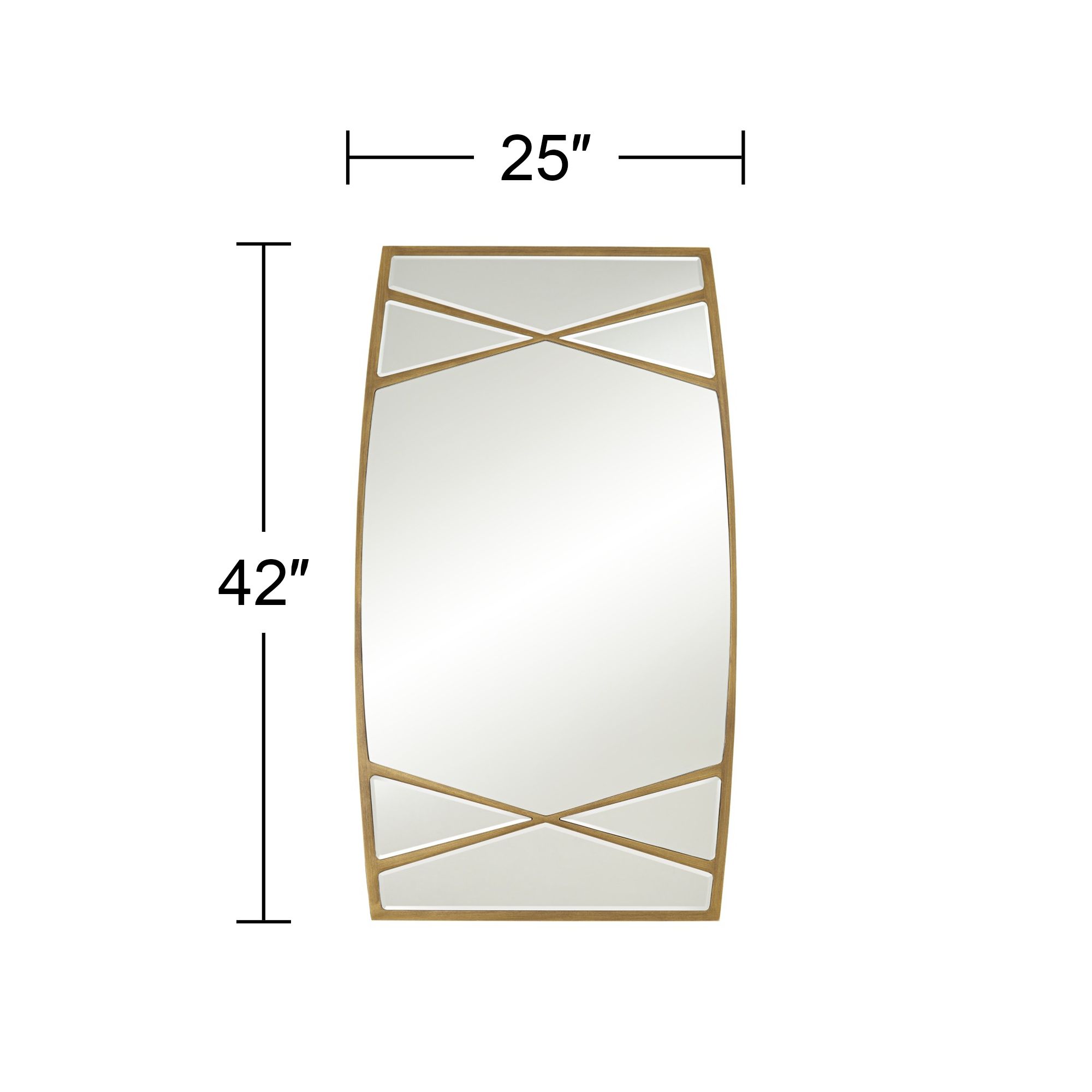 Double Cross Gold 23 1/4" x 42" Rectangular Wall Mirrors Set of 2