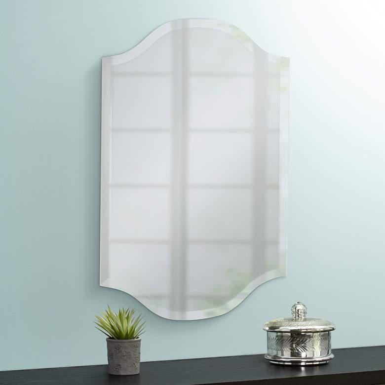 Image 2 Double Crown Frameless 30 inch High Beveled Wall Mirror