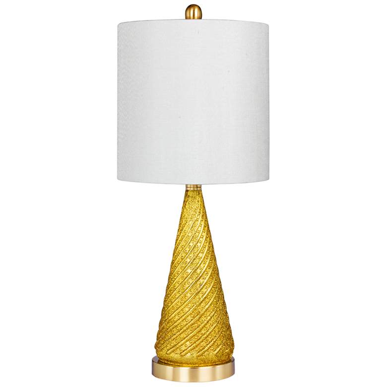 Image 1 Double Dip Spiraled Cone Gold Glitter Glass Table Lamp