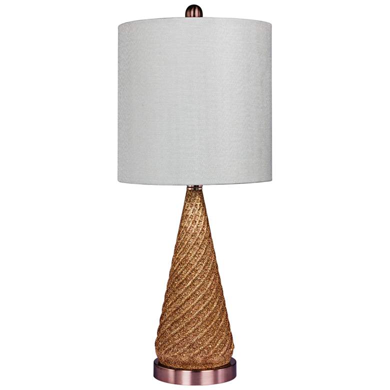 Image 1 Double Dip Spiraled Cone Rose Gold Glitter Glass Table Lamp