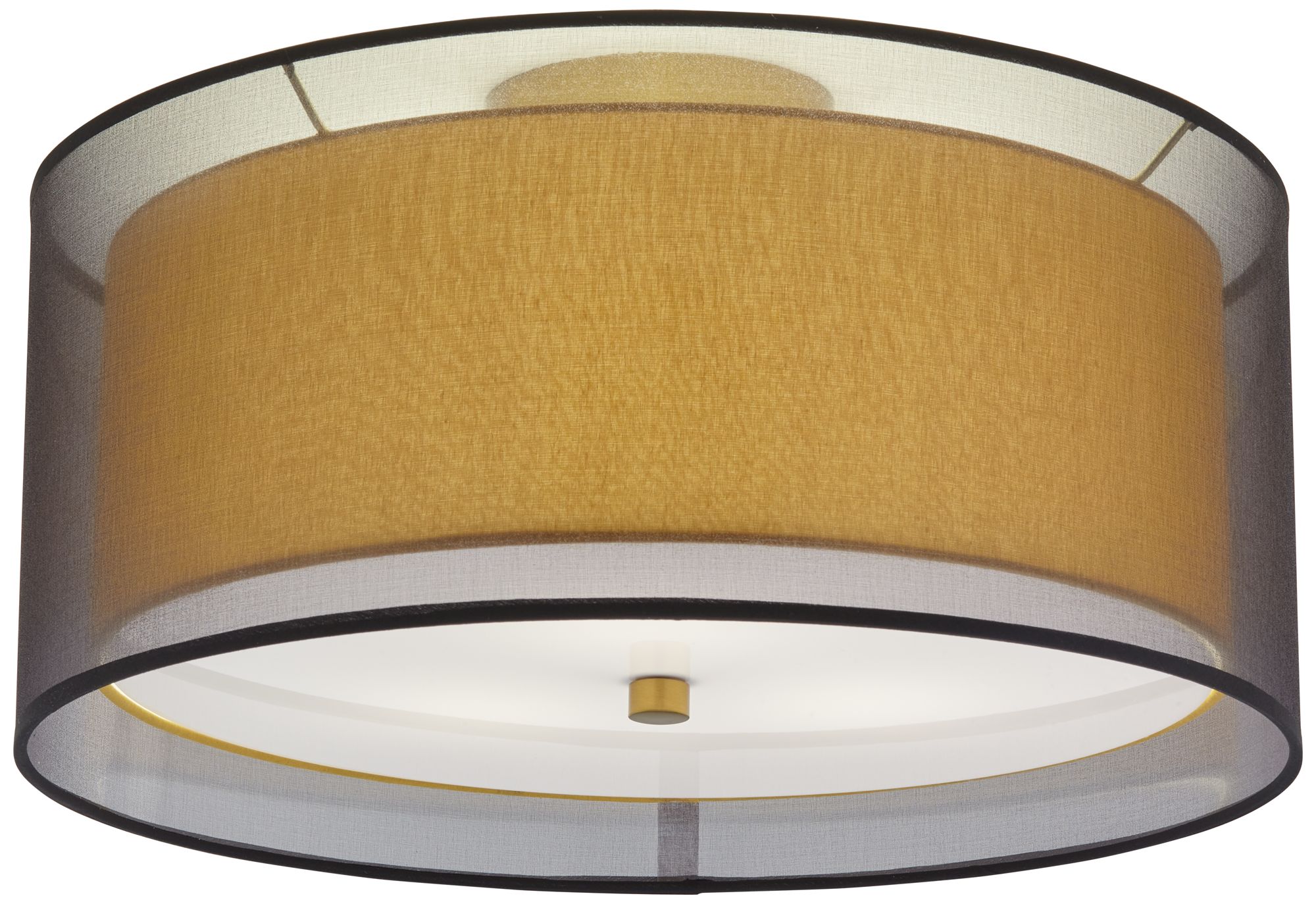 Double Drum 18" Wide Gold Finish Flushmount Ceiling Light