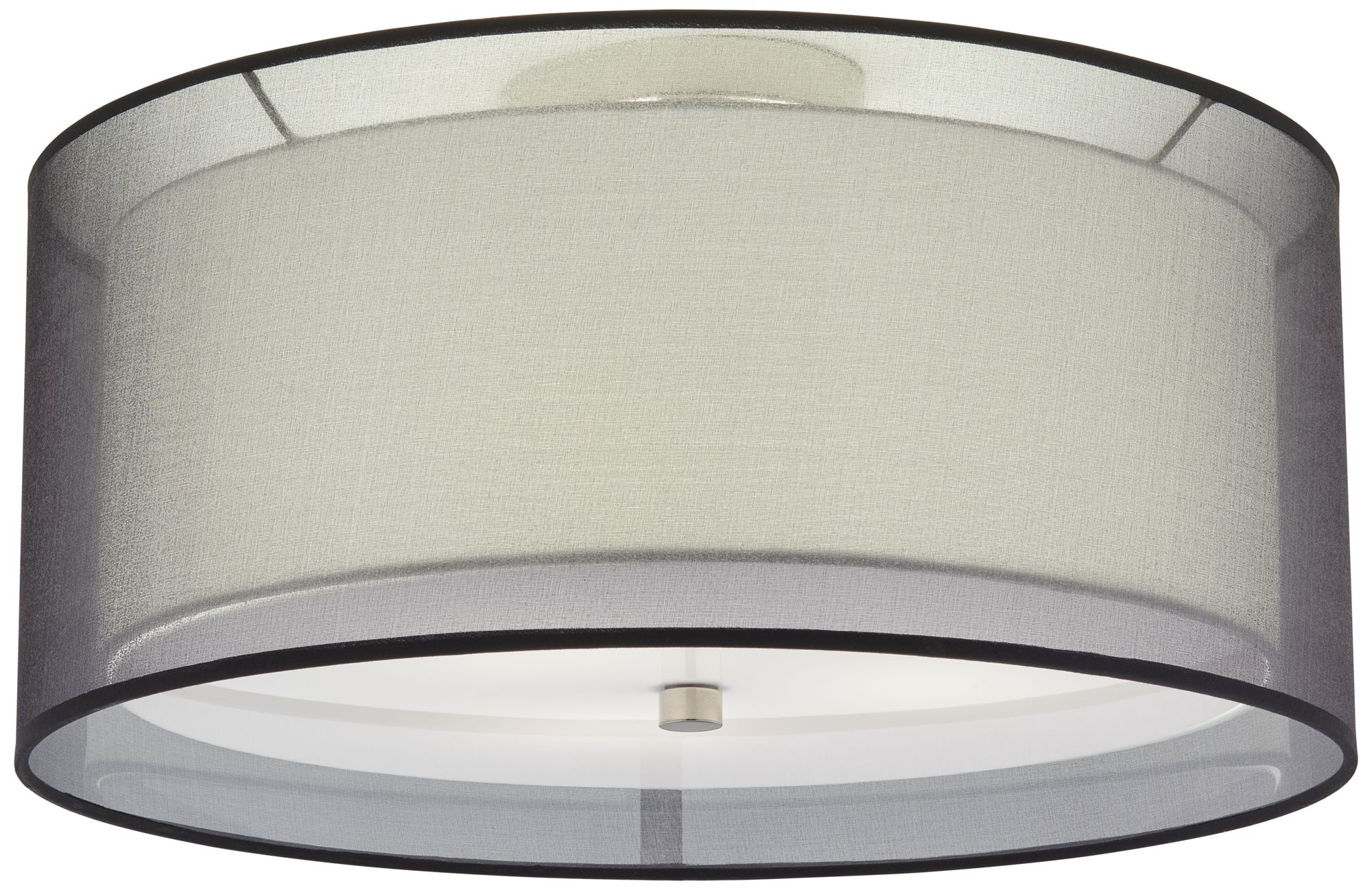 Double Drum 18" Wide Polished Nickel Flushmount Ceiling Light