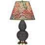 Double Gourd 22.75"H Ash And Brass Accent Lamp w/ Fall Floral Shade