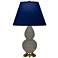 Double Gourd 22.75"H Ash And Brass Accent Lamp w/ Navy And Gray Shade