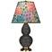 Double Gourd 22.75"H Ash And Brass Accent Lamp w/ Spring Floral Shade