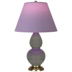 Double Gourd 22.75"H Ash And Brass Lamp w/ Lavender And Plum Shade