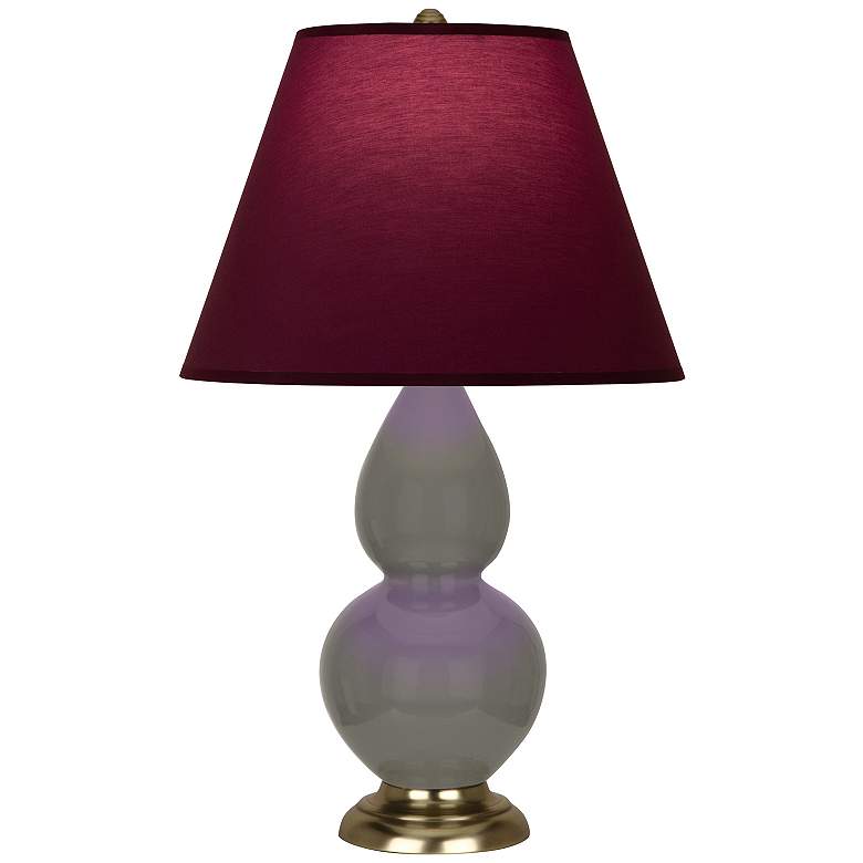 Image 1 Double Gourd 22.75"H Ash And Brass Lamp w/ Plum And Lavender Shade