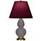 Double Gourd 22.75"H Ash And Brass Lamp w/ Plum And Lavender Shade