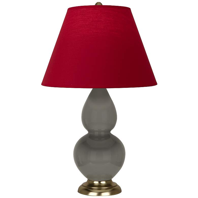 Image 1 Double Gourd 22.75"H Ash And Brass Lamp w/ Rose And Ink Shade