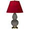Double Gourd 22.75"H Ash And Brass Lamp w/ Rose And Ink Shade