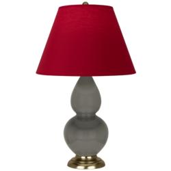 Double Gourd 22.75"H Ash And Brass Lamp w/ Rose And Ink Shade