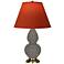 Double Gourd 22.75"H Ash And Brass Lamp w/ Tangerine And Taupe Shade