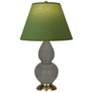 Double Gourd 22.75"H Ash And Brass Lamp w/ Tea Green And Taupe Shade