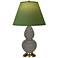 Double Gourd 22.75"H Ash And Brass Lamp w/ Tea Green And Taupe Shade