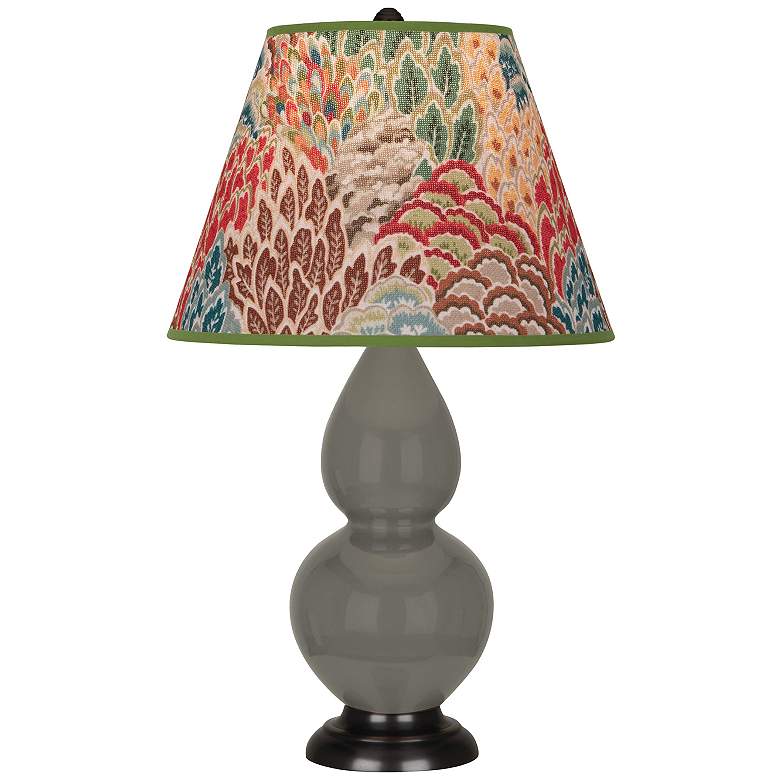 Image 1 Double Gourd 22.75"H Ash And Bronze Accent Lamp w/ Fall Floral Shade