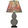 Double Gourd 22.75"H Ash And Bronze Accent Lamp w/ Fall Floral Shade
