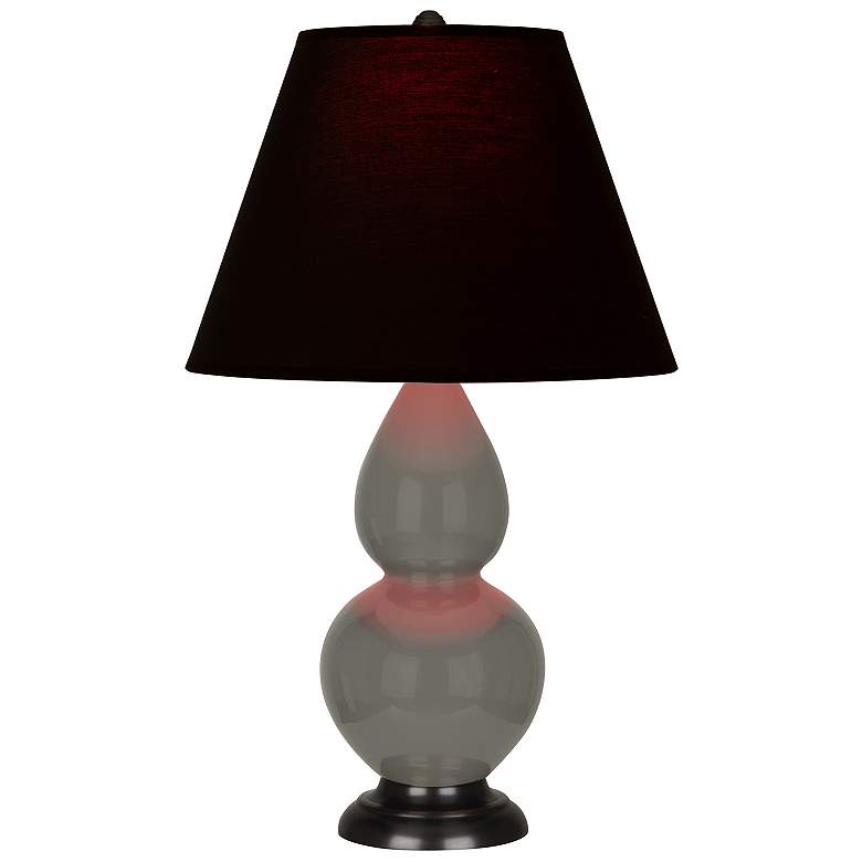 Image 1 Double Gourd 22.75"H Ash And Bronze Accent Lamp w/ Ink And Rose Shade