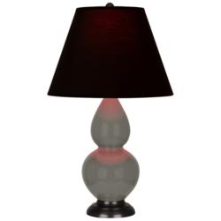 Double Gourd 22.75"H Ash And Bronze Accent Lamp w/ Ink And Rose Shade