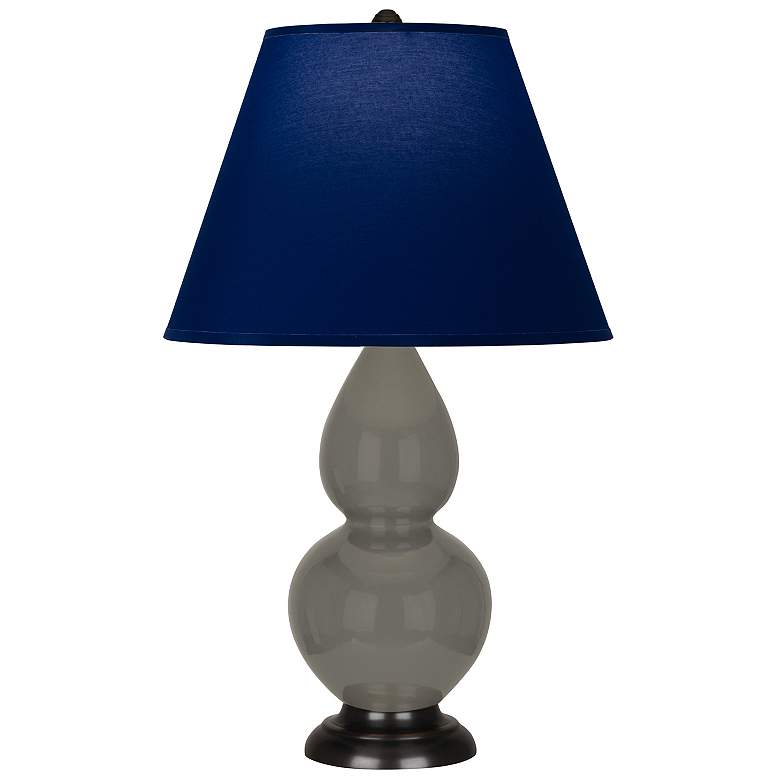 Image 1 Double Gourd 22.75"H Ash And Bronze Accent Lamp w/ Navy And Gray Shade