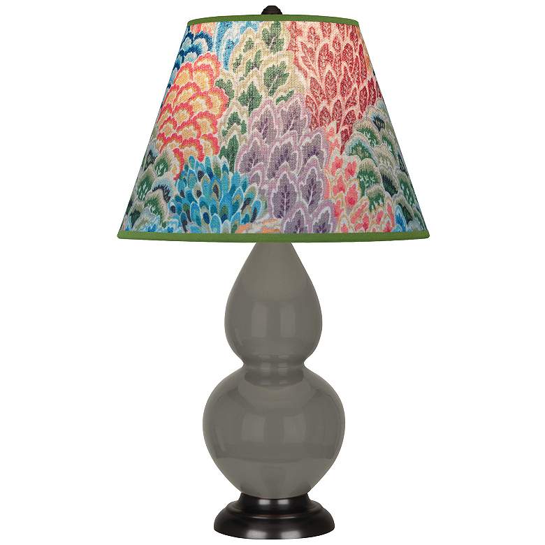 Image 1 Double Gourd 22.75"H Ash And Bronze Accent Lamp w/ Spring Floral Shade