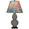 Double Gourd 22.75"H Ash And Bronze Accent Lamp w/ Spring Floral Shade