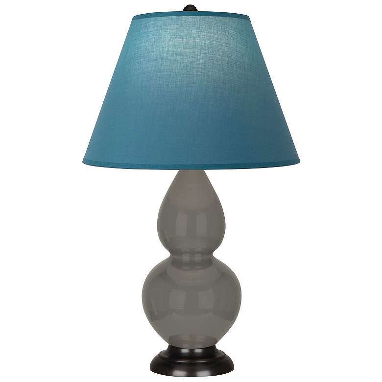 Image 1 Double Gourd 22.75"H Ash And Bronze Lamp w/ Bright Blue And Gray Shade
