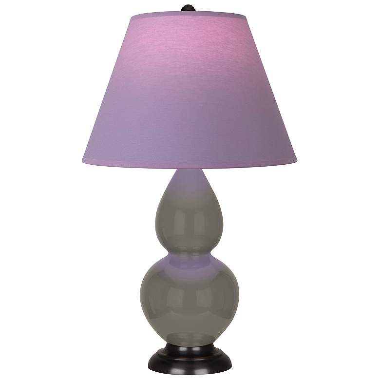 Image 1 Double Gourd 22.75"H Ash And Bronze Lamp w/ Lavender And Plum Shade