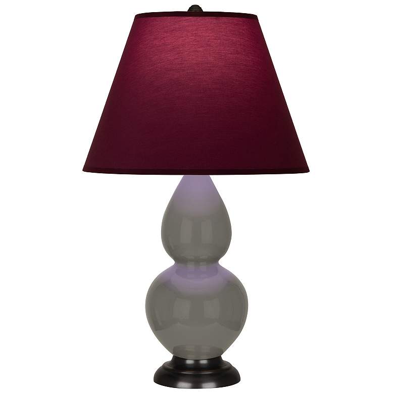 Image 1 Double Gourd 22.75"H Ash And Bronze Lamp w/ Plum And Lavender Shade