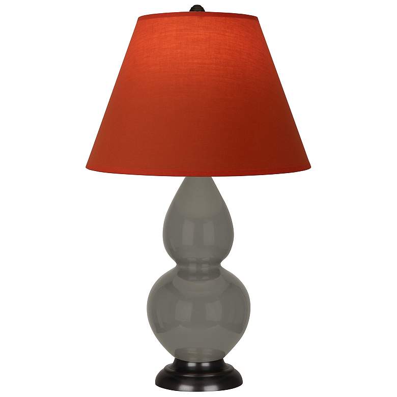 Image 1 Double Gourd 22.75"H Ash And Bronze Lamp w/ Tangerine And Taupe Shade