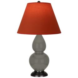 Double Gourd 22.75"H Ash And Bronze Lamp w/ Tangerine And Taupe Shade