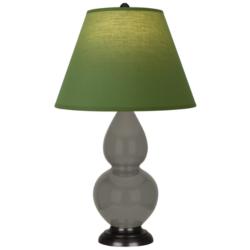 Double Gourd 22.75"H Ash And Bronze Lamp w/ Tea Green And Taupe Shade