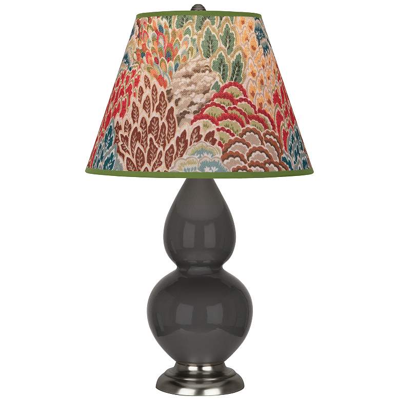 Image 1 Double Gourd 22.75"H Ash And Silver Accent Lamp w/ Fall Floral Shade