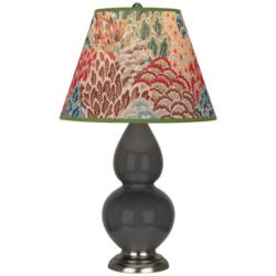 Double Gourd 22.75"H Ash And Silver Accent Lamp w/ Fall Floral Shade