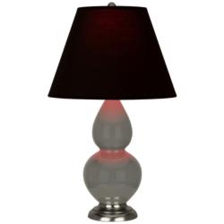 Double Gourd 22.75"H Ash And Silver Accent Lamp w/ Ink And Rose Shade
