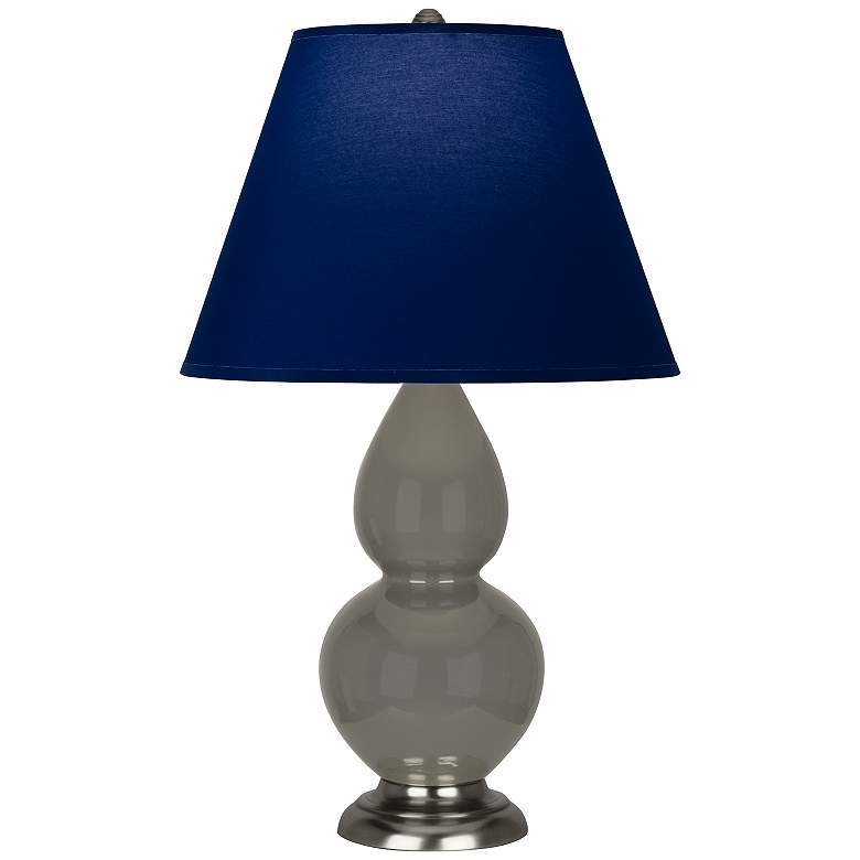 Image 1 Double Gourd 22.75"H Ash And Silver Accent Lamp w/ Navy And Gray Shade