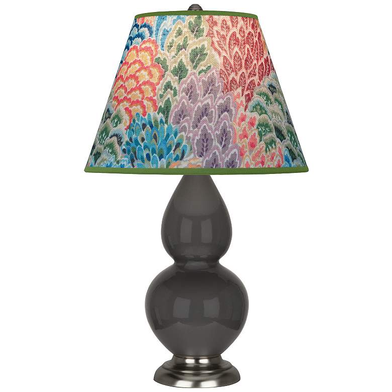 Image 1 Double Gourd 22.75"H Ash And Silver Accent Lamp w/ Spring Floral Shade