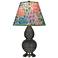 Double Gourd 22.75"H Ash And Silver Accent Lamp w/ Spring Floral Shade