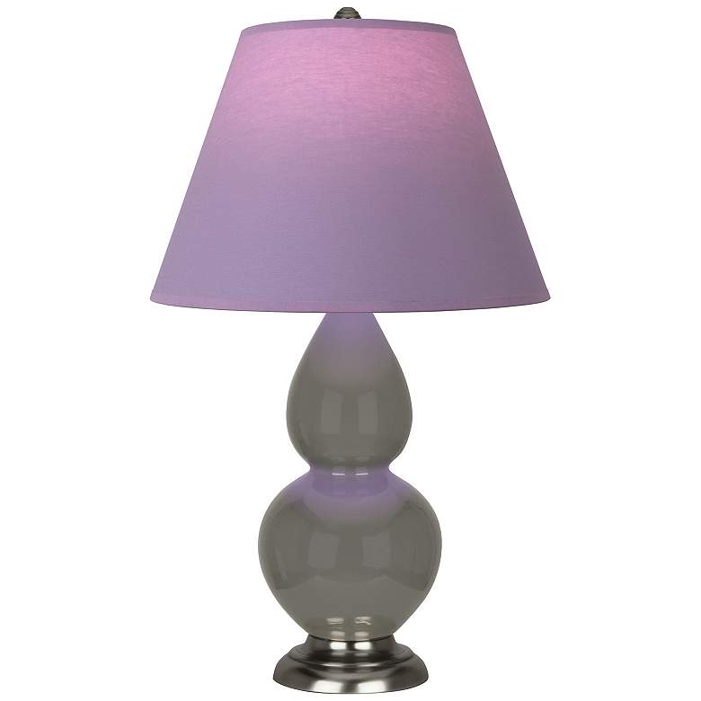 Image 1 Double Gourd 22.75"H Ash And Silver Lamp w/ Lavender And Plum Shade