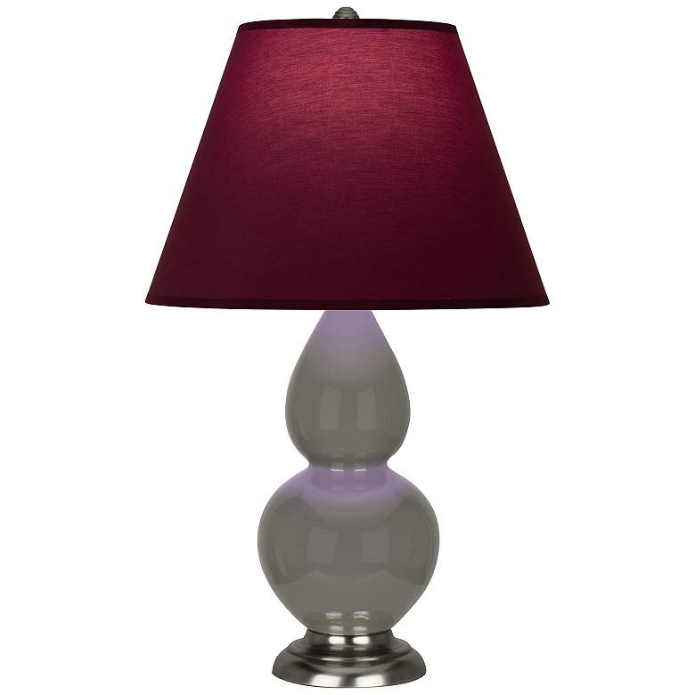 Image 1 Double Gourd 22.75"H Ash And Silver Lamp w/ Plum And Lavender Shade