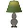 Double Gourd 22.75"H Ash And Silver Lamp w/ Tea Green And Taupe Shade